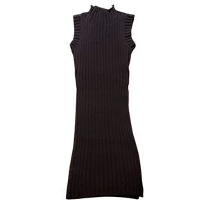 EXPRESS | Black Sweater Tank Dress Mock Collar Ribbed XS